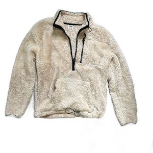 PINK Victoria’s Secret VS Sherpa Teddy Fuzzy Pullover Quarter Zip Sweater